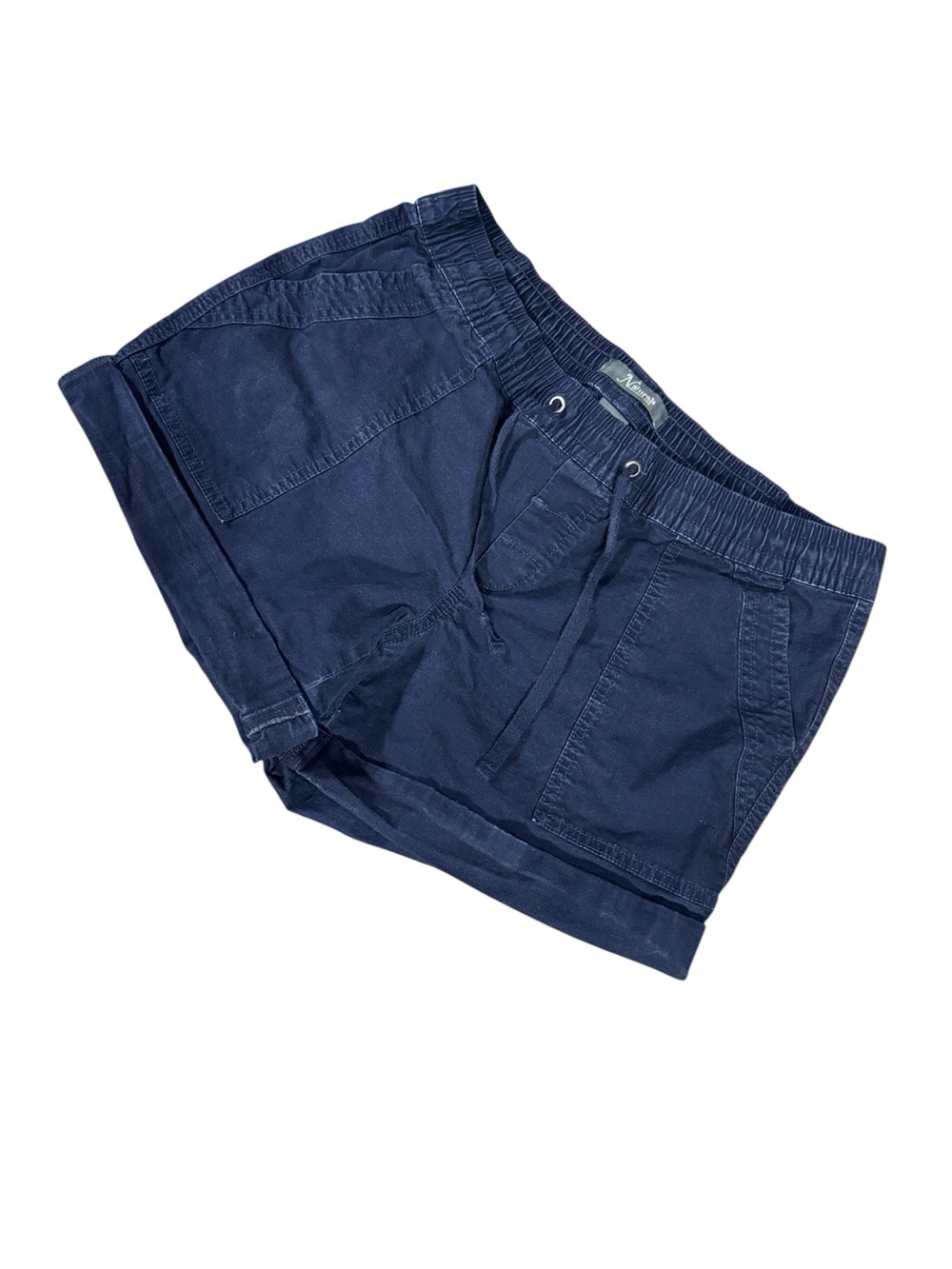 Natural Reflections Navy Elastic-Waist Shorts - Medium - Pull On w/ Drawstring